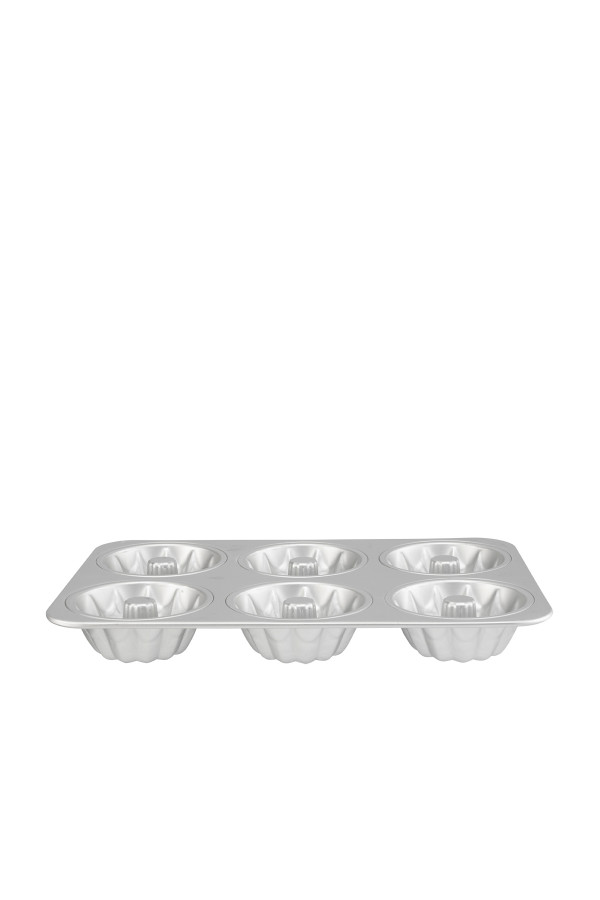 6 CUP MINI FLUTED CAKE PAN 37,3x25x4,8 cm, anodised aluminium_