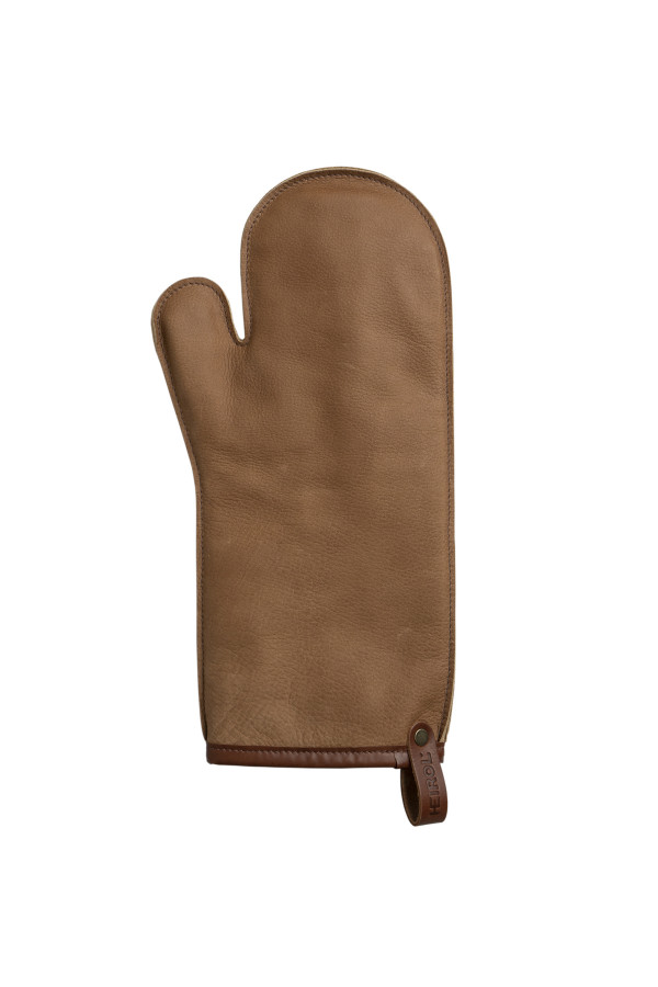 OVEN GLOVE LONG, leather brown_