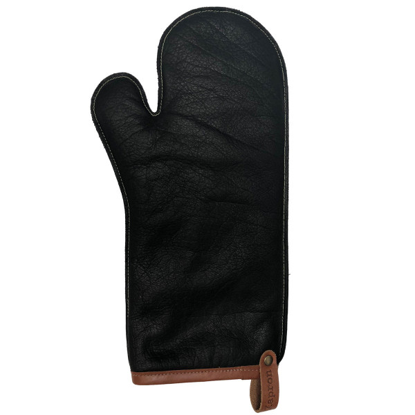 OVEN GLOVE LONG, leather black_