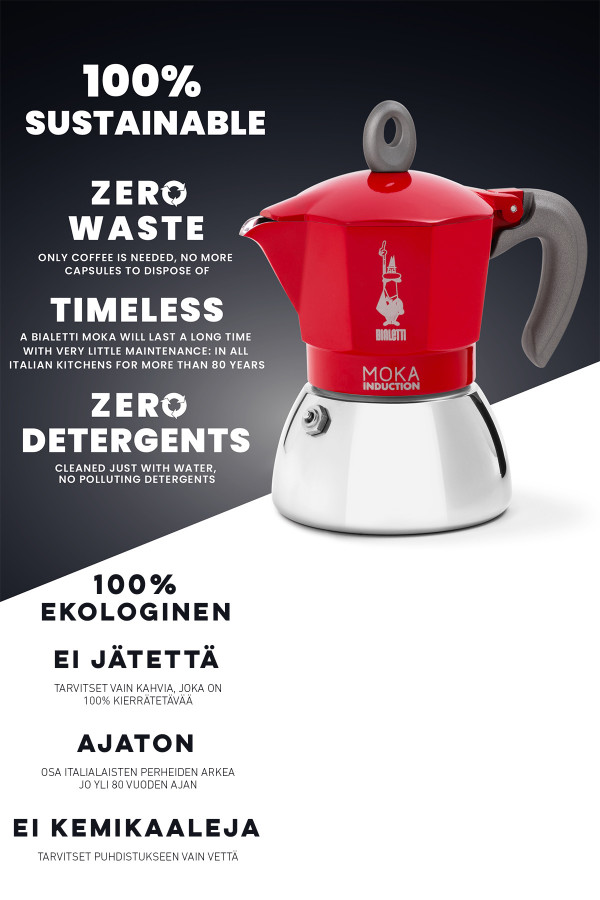 MOKA EXPRESS INDUCTION RED 6 CUPS_